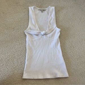 Express White Tie Front Fitted Tank Top